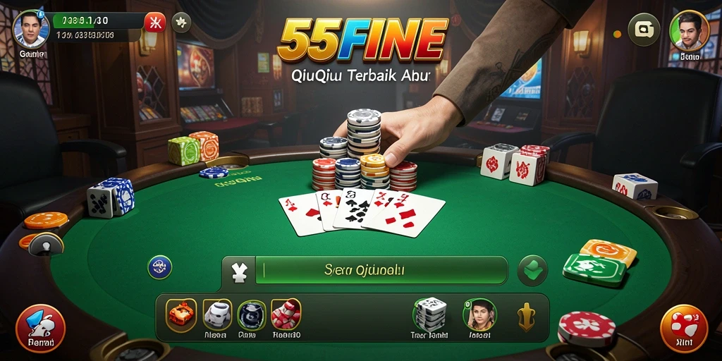 Screenshot gameplay QiuQiu yang menampilkan suasana seru di 55FIVE.