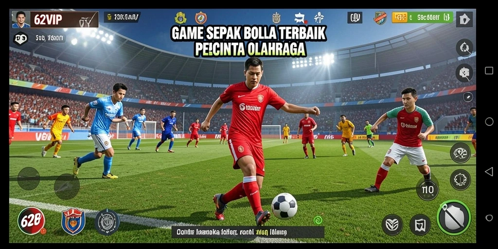 Screenshot gameplay 62VIP menampilkan aksi sepak bola yang mendebarkan.