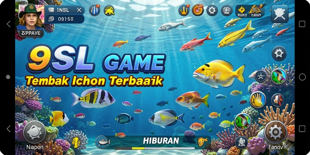 Screenshot gameplay 9SL menunjukkan serunya permainan Tembak Ikan.