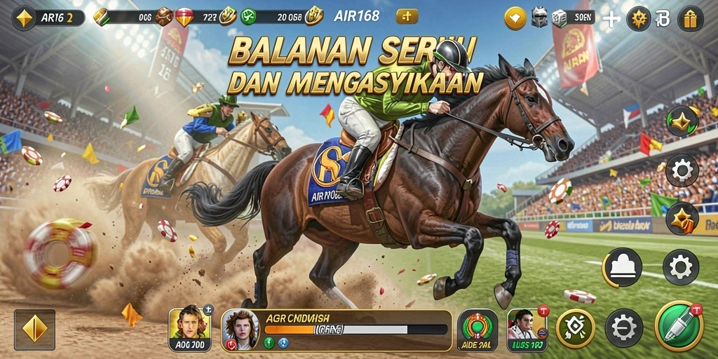 Screenshot utama AIR168 menampilkan aksi balapan seru dengan grafis yang menawan.