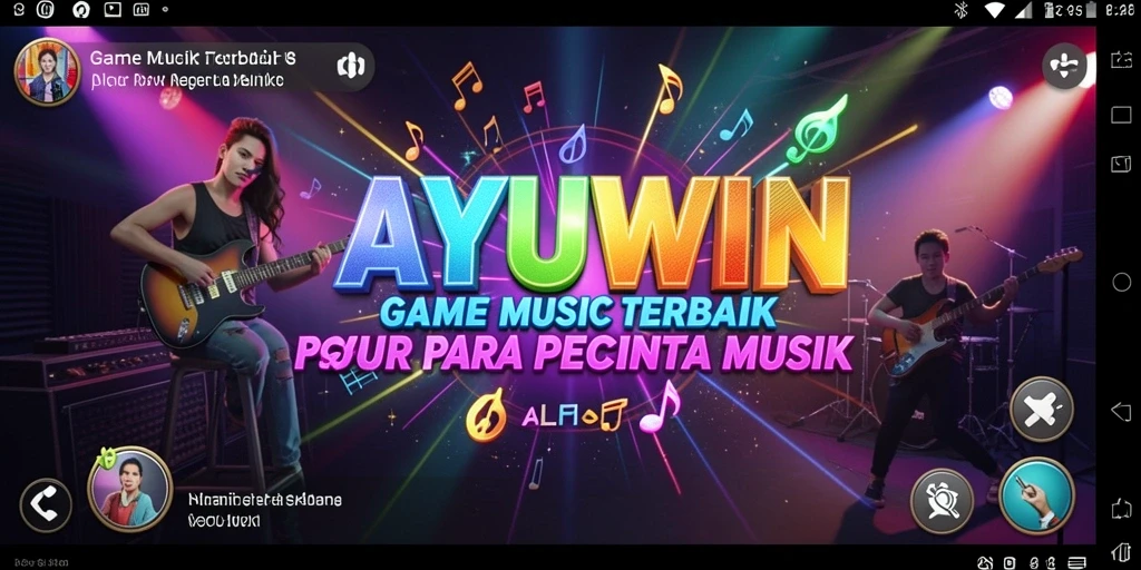 Tampilan gameplay AYUWIN yang seru dan interaktif dengan berbagai lagu.