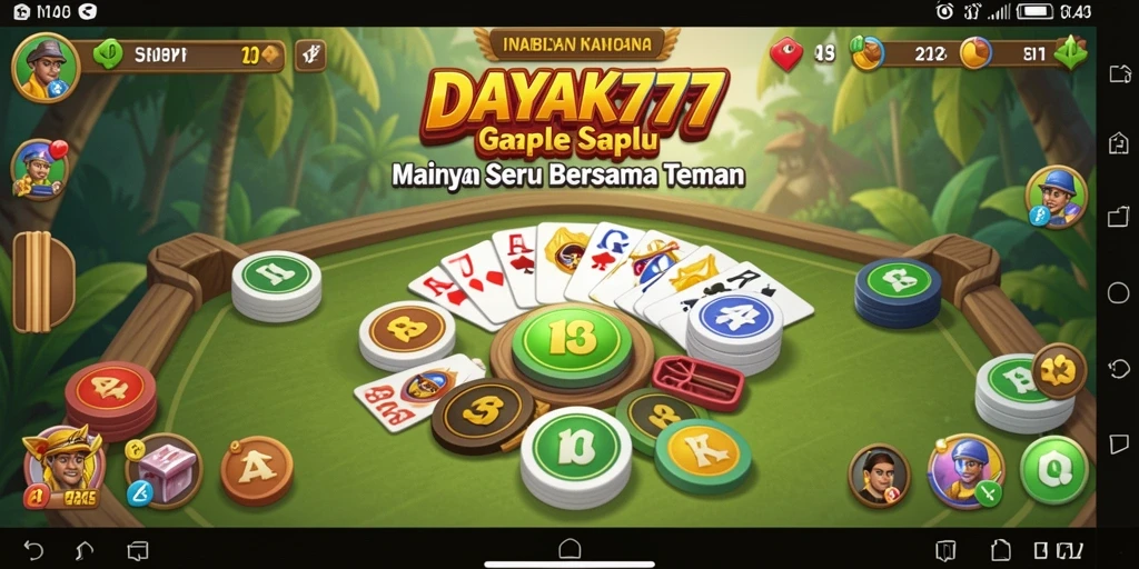 Screenshot utama DAYAK777 yang menunjukkan gameplay Gaple yang penuh warna.