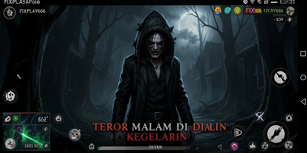 Screenshot gameplay FIXPLAY666 menampilkan suasana menyeramkan dan menegangkan.