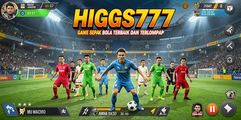 Tampilan gameplay HIGGS777 yang menegangkan di lapangan sepak bola.