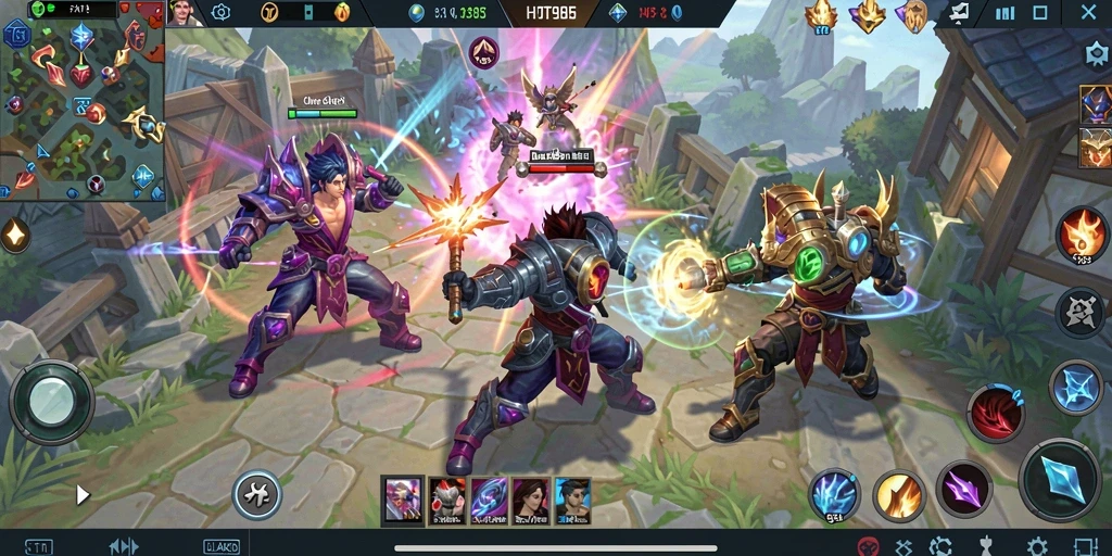 Gameplay menarik dan intens dalam HOT985 dengan aksi MOBA.