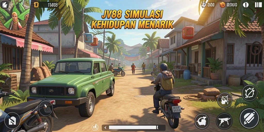 Screenshot gameplay dari JV88 menampilkan momen seru dan interaksi karakter.
