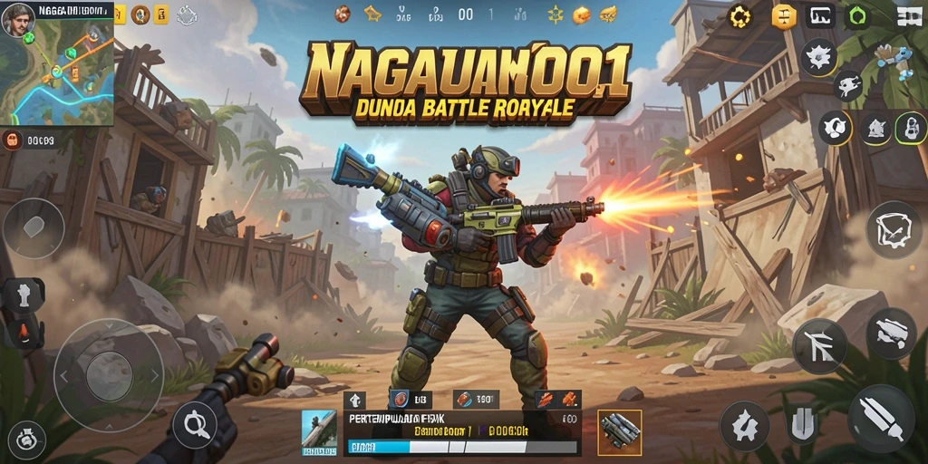 Tampilan gameplay seru NAGA1001 dalam pertempuran Battle Royale.