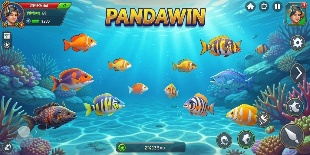 Screenshot gameplay seru dari permainan Tembak Ikan PANDAWIN.