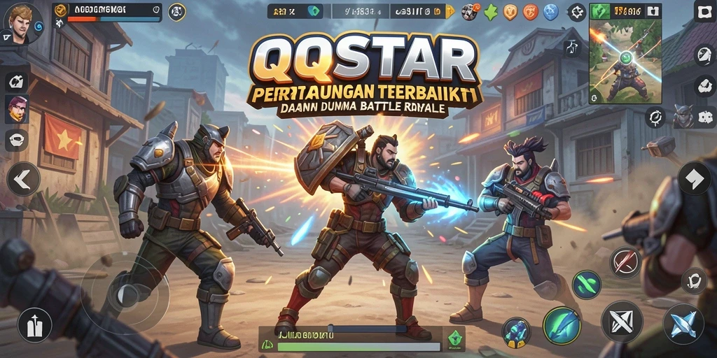 Gameplay seru QQSTAR dengan aksi Battle Royale intens.