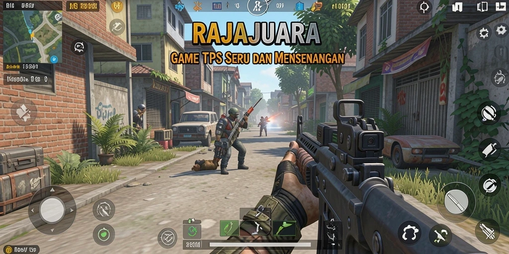 Screenshot gameplay RAJAJUARA menampilkan aksi seru dalam pertempuran TPS.