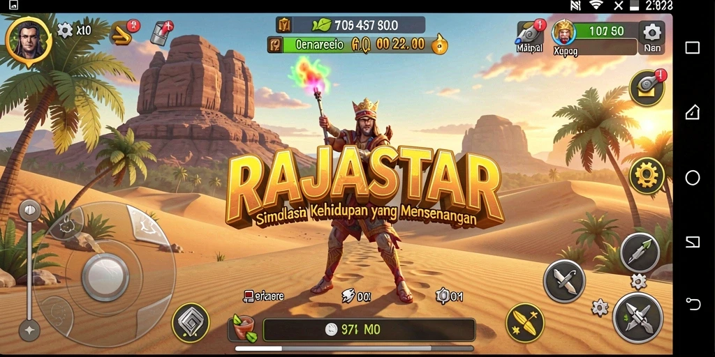 Tampilan menarik gameplay RAJASTAR simulasikan kehidupan sehari-hari.