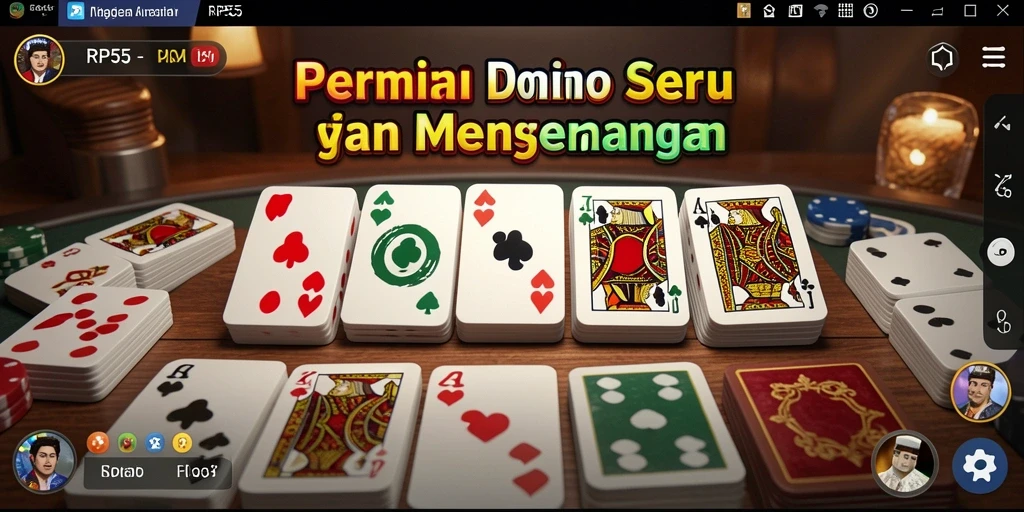 Gameplay seru RP55 Domino dengan interaksi sosial.