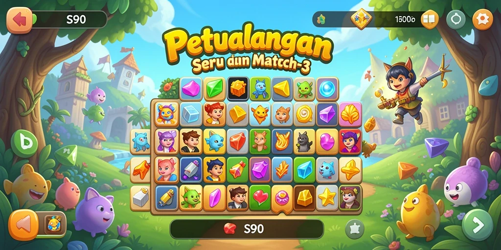 Screenshot utama S80 menampilkan gameplay Match-3 yang menawan.