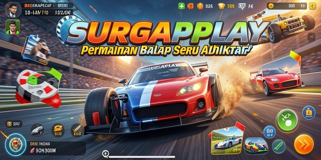 Screenshot menampilkan momen balapan seru di SURGAPLAY.