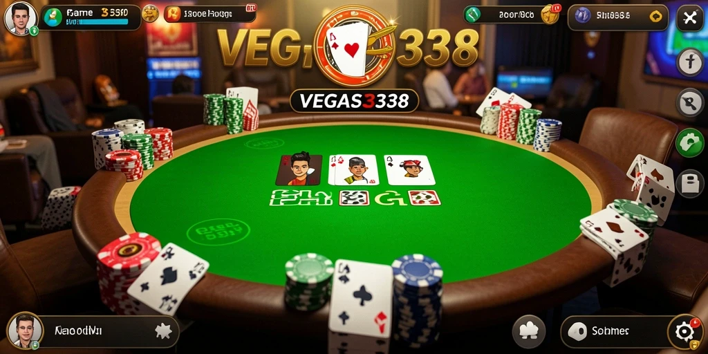 Screenshot gameplay VEGAS338 yang menampilkan suasana Poker yang mendebarkan.
